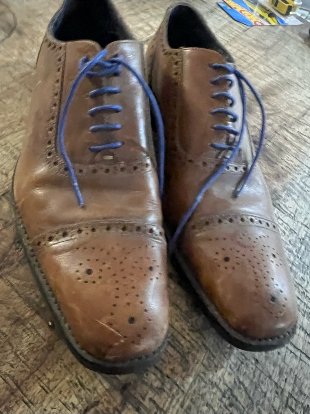 Gordon Rush Cap-Toe Brogue Oxford in Brown with Blue Laces - Size 8.5 - Picture 2 of 7